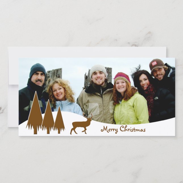 Cartão De Festividades Árvores de Chocolate e Veados Feliz Natal (Frente)