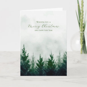 Cartão De Festividades Árvores de Floresta de Aquarela de Natal