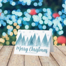Árvores de Inverno Elegantes Natal Feliz Azul Pers