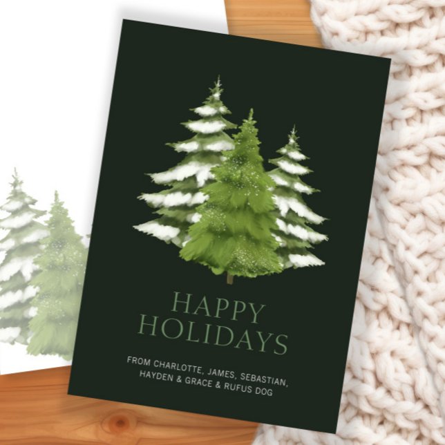 Cartão De Festividades Árvores de Madeira Consideradas como Natal Persona (Woodland Trees Themed Christmas Personalized Holiday Card by Ricaso. Elegant Christmas trees.)