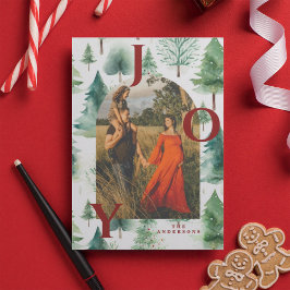 Cartão De Festividades Árvores de Natal Arch Foto de Alegria Vermelha