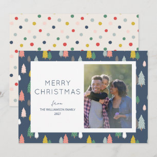 Cartão De Festividades Árvores de Natal Coloridas e Fofas Foto Personaliz