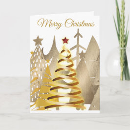 Cartão De Festividades Árvores de Natal Douradas
