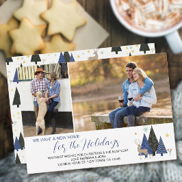 Cartão De Festividades Árvores de Natal escandinavas 2 Foto Novo Endereço