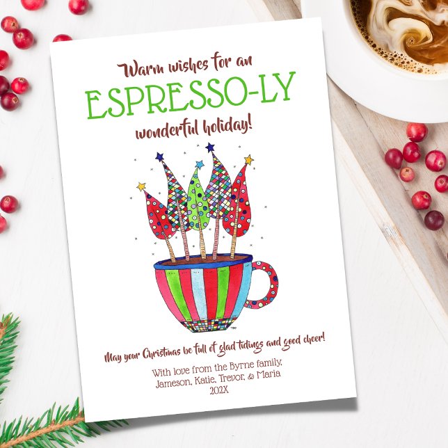 Cartão De Festividades Árvores de Natal Espresso (Criador carregado)