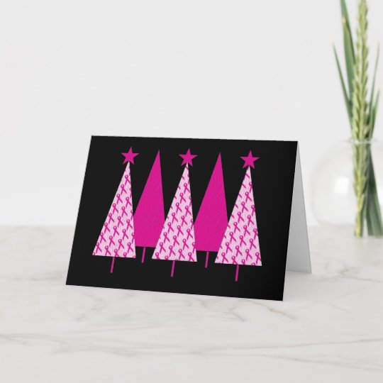 Cartão De Festividades Árvores de Natal - fita cor-de-rosa do cancro da |  Zazzle.com.br
