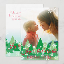 Cartão De Festividades Árvores de Natal Foto Mundo Flocos de Neve Alegria