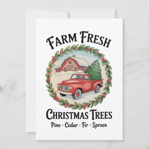 Cartão De Festividades Árvores de Natal Frescas da Fazenda Caminhão Verme