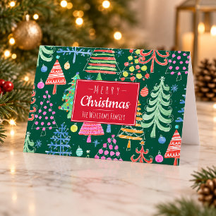 Cartão De Festividades Árvores de Natal Lindas Feliz Natal Família