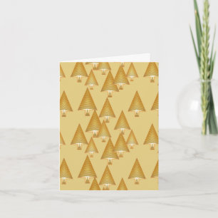 Cartão De Festividades Árvores de Natal metálicas modernas - ouro amarelo