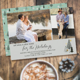 Cartão De Festividades Árvores de Natal Nórdicas 2 Foto Novo Endereço