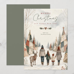 Cartão De Festividades Árvores de Natal Patchwork Rena Winter TMF26