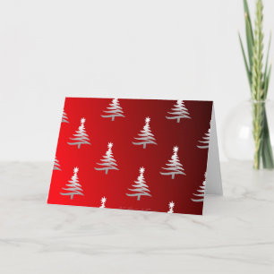 Cartão De Festividades Árvores de Natal Prata no Vermelho