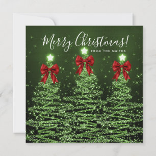Cartão De Festividades Árvores de Natal Verdes de Natal Greeting Vermelho