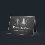 Cartão De Festividades Árvores de Neve de Natal em Quadro Chalkboard Não<br><div class="desc">Fundo de quadro com palitos desenhados à mão,  árvores de inverno e neve,  roteiro "Feliz Natal" em branco,  com cartão de saudação dobrado.</div>