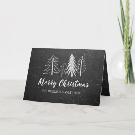 Cartão De Festividades Árvores de Neve de Natal em Quadro Chalkboard Não