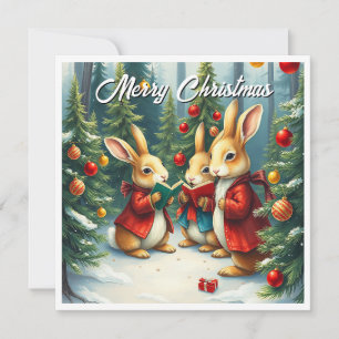 Cartão De Festividades Árvores de Pinheiro de Inverno em Aquarela Rústica