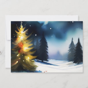 Cartão De Festividades Árvores nevadas pintura de paisagem de inverno