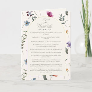 Cartão De Festividades As Beminações Mateus 5:3–12 Escritura Floral