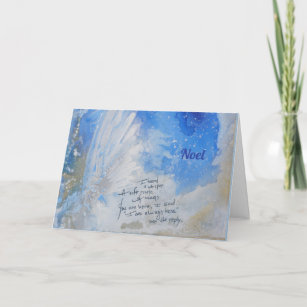 Cartão De Festividades Asas de Anjo Azul, cor d'água suavemente presente