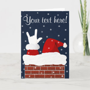 Cartão De Festividades ASL Santa w/ I Love You Handshape Christmas Card