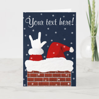 Cartão De Festividades ASL Santa w/ I Love You Handshape Christmas Card
