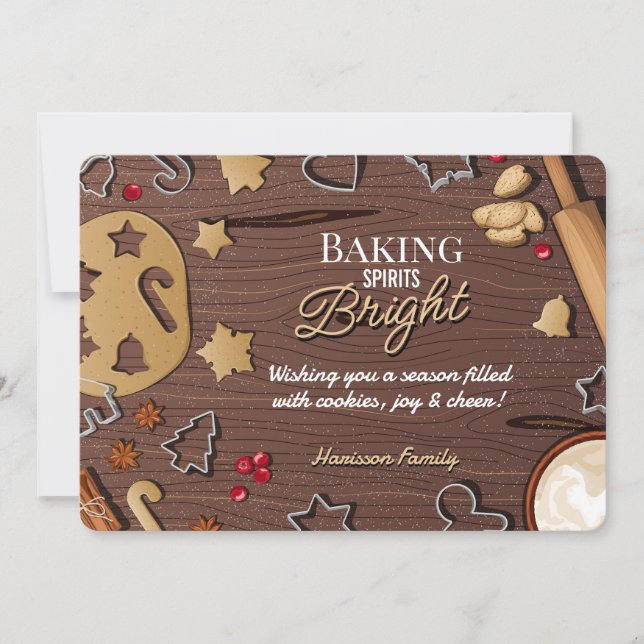 Cartão De Festividades Assando Espíritos Alegres: Panificação de Biscoito (Frente)
