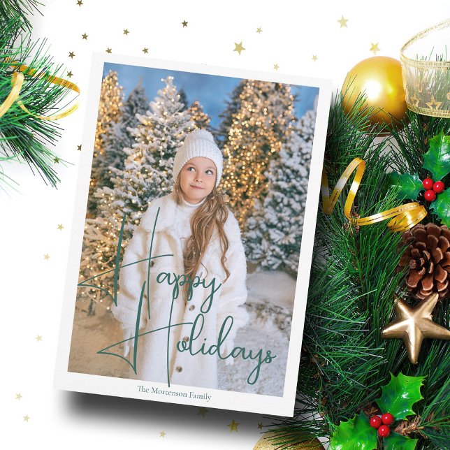 Cartão De Festividades Assinatura de Férias Felizes Foto Moderna Script (Criador carregado)