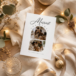 Cartão De Festividades Assinatura de Natal Mais Alegre Foto com Arco