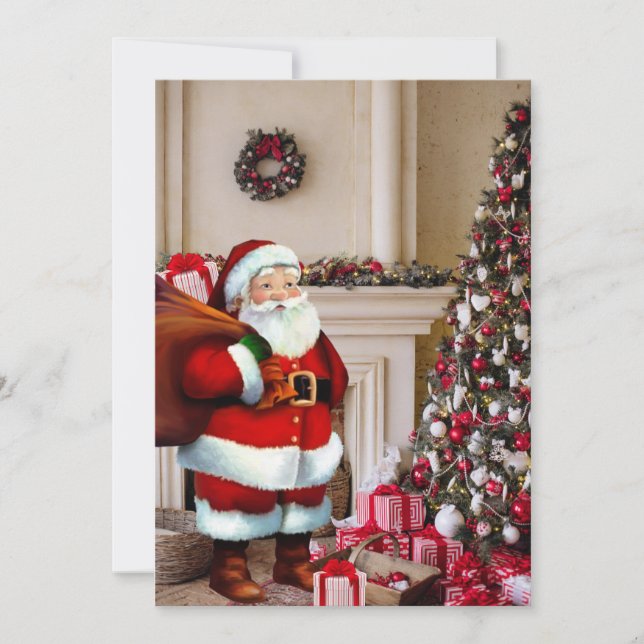 Cartão De Festividades Assinatura Personalizar Árvore de Natal do Papai N (Frente)