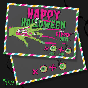 Cartão De Festividades Assustador Cute Funky Feliz Dia das Bruxas Zumbi X