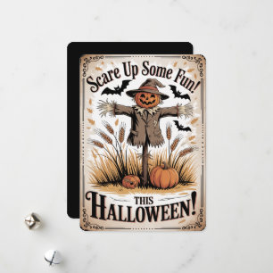 Cartão De Festividades "Assuste-se um pouco neste Halloween!" Espantalho