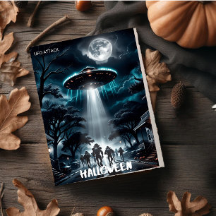 Cartão De Festividades Ataque Alienígena OVNI Assustador no Halloween des
