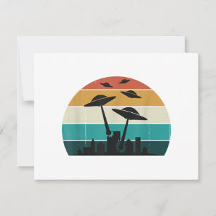 Cartão De Festividades Ataque OVNI Retroativo Sunset - Legal Molho Voador