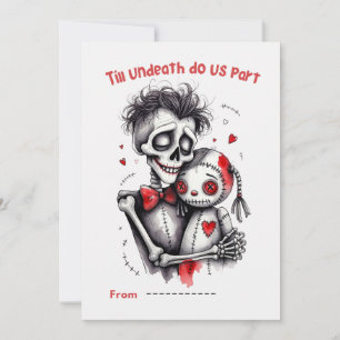 Cartão De Festividades Até que a Morte nos Separe Casal de Esqueletos no