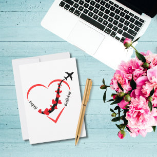 Cartão De Festividades Atendente de Voo da Companhia Aérea de Coração de 