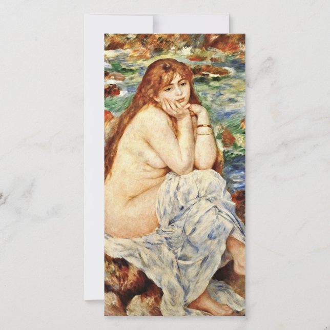 Cartão De Festividades Auguste Renoir - Bather Sentada Num Banco De Areia (Frente)