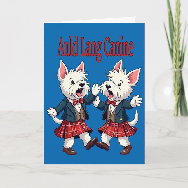 Cartão De Festividades Auld Lang Canine West Highland Terrier Ceilidh (Frente)