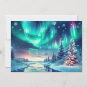 Cartão De Festividades aurora boreal/Natal/Inverno