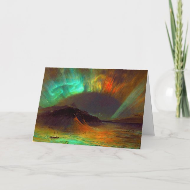 Cartão De Festividades Aurora Borealis,  Northern Lights Christmas Card (Frente)