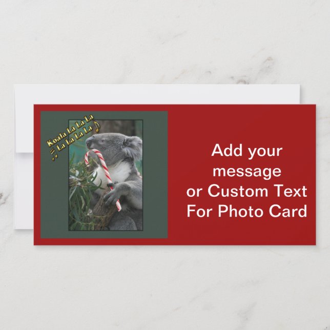 Cartão De Festividades Aussie Christmas Koala com Candy Cane (Frente)