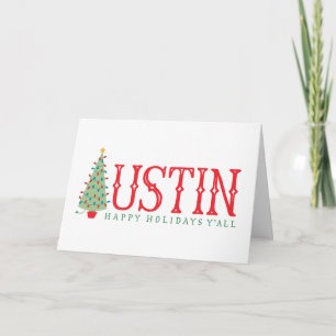 Cartão De Festividades Austin, Texas Christmas Tree Happy Holidays Card