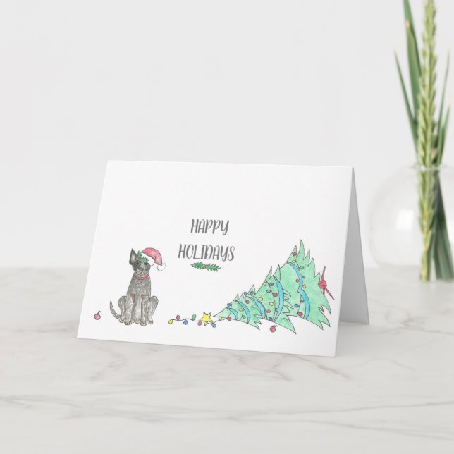 Cartão De Festividades Australian Cattle Dog Blue Heeler Holiday Card (Frente)