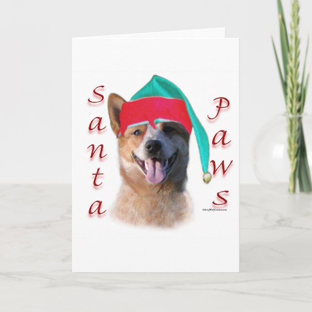 Cartão De Festividades Australian Cattle Dog Dog Santa Paws (Frente)