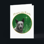 Cartão De Festividades Australian Cattle Dog Peace<br><div class="desc">Peace on Earth. Show your reason for the season with your Australian Cattle Dog in this unique dog design accented with green and gold. Goes great on an ornament,  greeting card or sticker.</div>