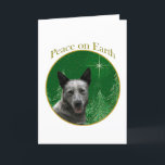 Cartão De Festividades Australian Cattle Dog Peace<br><div class="desc">Peace on Earth. Show your reason for the season with your Australian Cattle Dog in this unique dog design accented with green and gold. Goes great on an ornament,  greeting card or sticker.</div>