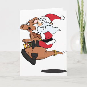 Cartão De Festividades Australian Santa riding a Christmas kangaroo