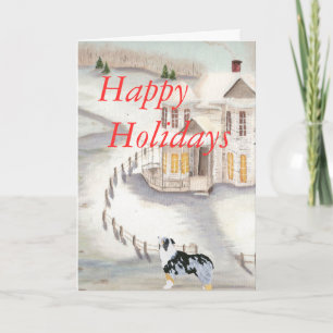 Cartão De Festividades Australian Shepherd Happy Holidays