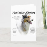 Cartão De Festividades Australian Shepherd History Design<br><div class="desc">Your favorite AKC dog breed is the Australian Shepherd or Aussie. Intelligent and alert, the Australian Shepherd gives complete devotion to his owner. All he asks in return is the chance to work. He was bred to herd livestock, and is serious and single-minded about his job. The Aussie is a...</div>