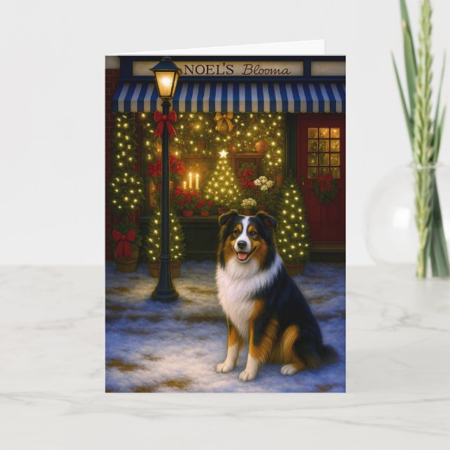 Cartão De Festividades Australian Shepherd Holiday Card (Frente)